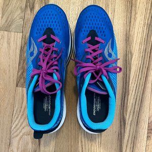 Saucony Blue Athletic Running Shoes with Pink Laces